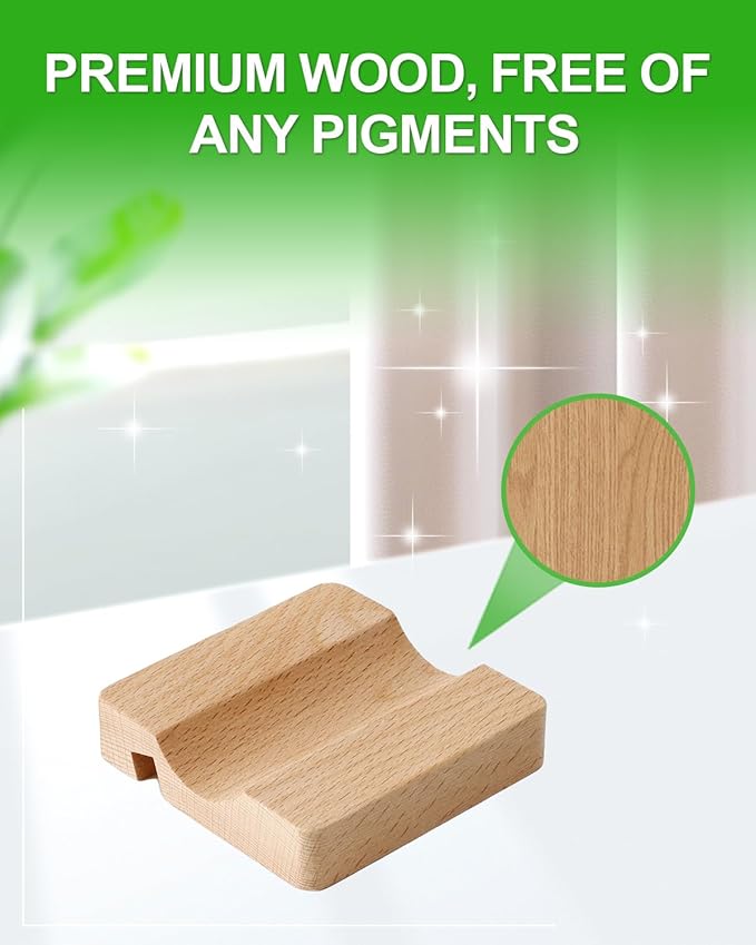 1PCS Rolling Pin Holder, Multifunctional Kitchen Wooden Rolling Pin Holder & Utensil Stand, Food-Grade Wood Base with Phone Slot for Baking, Rolling Pins, Spoons & Forks Storage
