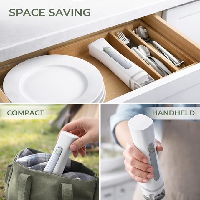 MegaWise Portable Vacuum Sealer for Food Storage, Handheld Vacuum Sealer Machine with 30 Reusable Bags, Compact & Powerful Food Saver for Home and Travel