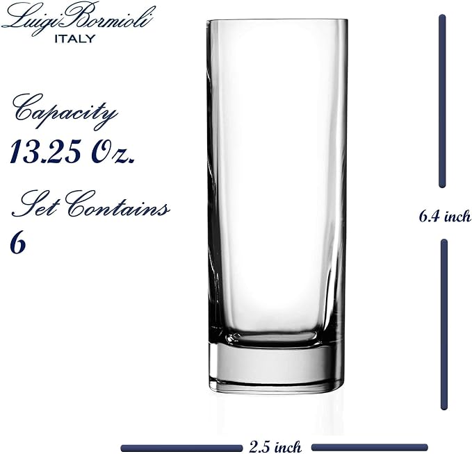 Luigi Bormioli Strauss Long Drink Glasses - Clear, Set of 6