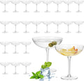 LemonRoad 24 Pcs Plastic Coupe Glasses 9 oz Disposable Martini Glasses for Cocktails, Champagne, Desserts and Espresso, Drinkware Set for Weddings, Birthday Parties, Home Bars (Clear)
