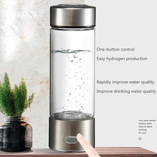 Hydrogen Water Bottle Generator Hydrogen Water Maker Portable SPE Technology Generate Hydrogen Rich Water Without Chlorine Ozone Residue Anti Aging Antioxidant Glass Bottle 350Ml