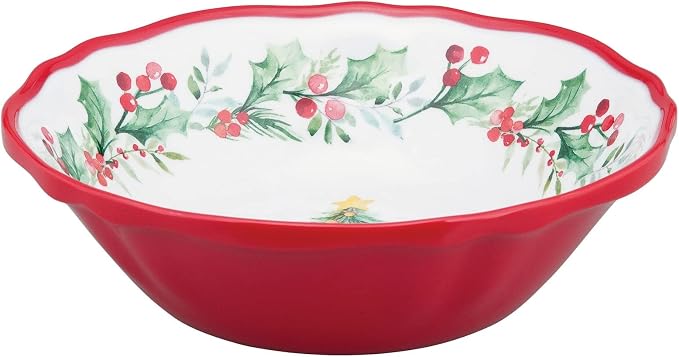 UPware 12 Piece Christmas Tree Melamine Dinnerware Sets, Outdoor Dishes Set, Plates and Bowls Sets, Christmas Decorations, Service for 4, Red