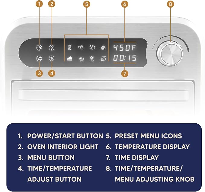 Elite Gourmet EAF1010D Programmable 10L Air Fryer Convection Countertop Oven, 8 Menu Settings, Temperature + Timer Controls, Bake, Toast, Broil, Air Fry, 1500W with Recipes, Steel Exterior