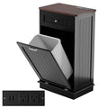 Betterhood Double Tilt Out Trash Cabinet with Power Outlet, 10 Gallon Trash Cabinet with Storage,Pet Proof Trash Can with 2 AC & USB Sockets for Kitchen,Living Room (Black, Single Door)