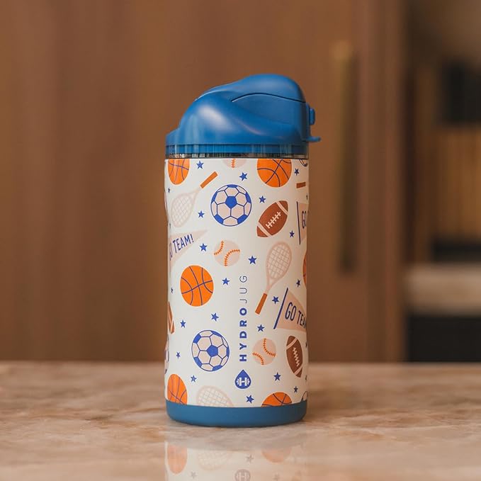 HydroJug Ease2o 14oz Kids Water Bottle with Straw & Chug Lid, All-Stars