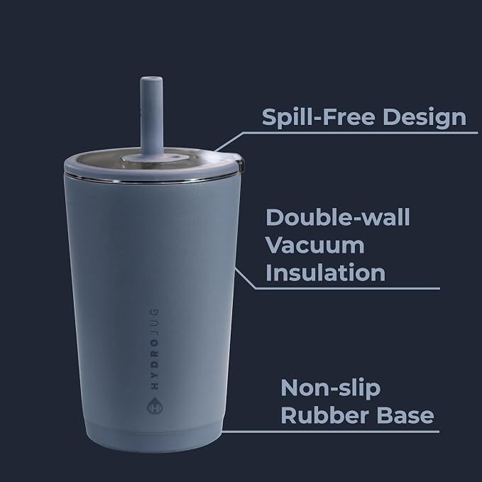 HydroJug Everyday Tumbler 14 oz, Ceramic-Lined Straw Cup, Cascade