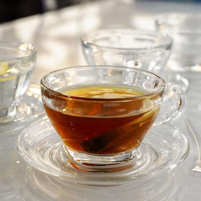 LEMONSODA Clear Large Glass Coffee Mug with Handles for Hot Beverages, Clear Mugs for Espresso, Tea, Cappucino, Latte, Juice (8.75 oz, 10.5 oz, 12 oz) (8.75 oz, Set of 6)