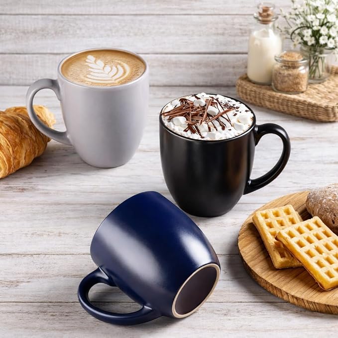 GBhome 12oz Coffee Mugs Set of 6,Ceramic Coffee Mugs for Man, Woman, Dad, Mom, Modern Coffee Mugs Set with handle for Tea/Latte/Cappuccino/Milk/Cocoa. Dishwasher&Microwave Safe,Multi-Color