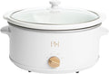 Paris Hilton 6-Quart Manual Slow Cooker, Naturally Nonstick Stoneware Ceramic Insert, Three Settings (Low, High, Warm), Dishwasher Safe Family Size Slow Cooker, White