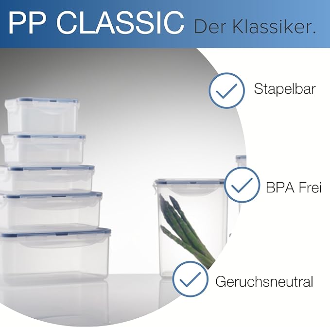 LOCK & LOCK Easy Essentials Food Lids/Pantry Storage/Airtight Containers, BPA Free, Rectangle - 8 Cup - for Cookies, Clear (Pack of 2)