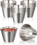Fit Meal Prep [24 Pack 2.5 oz Stainless Steel Dipping Sauce Cups, Reusable Metal Ramekins, Commercial Grade Condiment Bowls, Individual Portion Cups, Small Round Au Jus Cup for Home, Restaurant