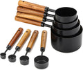 Measuring Cups and Spoons Set Stainless Steel Measuring Cups and Spoons with Wood Handle for Dry and Liquid Ingredient