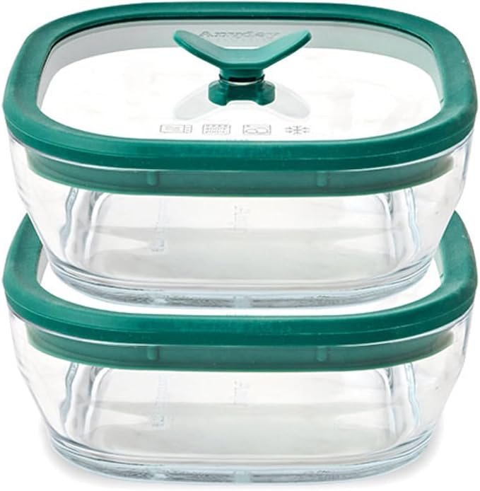 Anyday 2 Pack 2.5 Cup Microwavable Glass Lunch Containers With Glass Lids, Microwave Safe Lunch Bowls with Lids for Work, Food Storage, Bento Box Meal Prep Container
