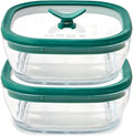 Anyday 2 Pack 2.5 Cup Microwavable Glass Lunch Containers With Glass Lids, Microwave Safe Lunch Bowls with Lids for Work, Food Storage, Bento Box Meal Prep Container