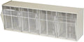 Akro-Mils TiltView Plastic Storage Cabinet with 4 Tilt Out Bins, Horizontal Plastic Parts Organizer, Teacher Toolbox, and Office Supply Organizer, 23-5/8" W x 8-3/16" H x 6-3/4" D, Stone