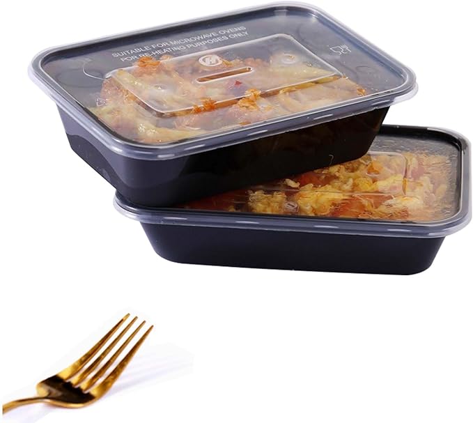100pc 24 oz square meal prep containers with lids ,disposable to go food containers,Plastic take out food containers With Lid, Reusable food storage containers ，Microwave Freezer Dishwasher Safe
