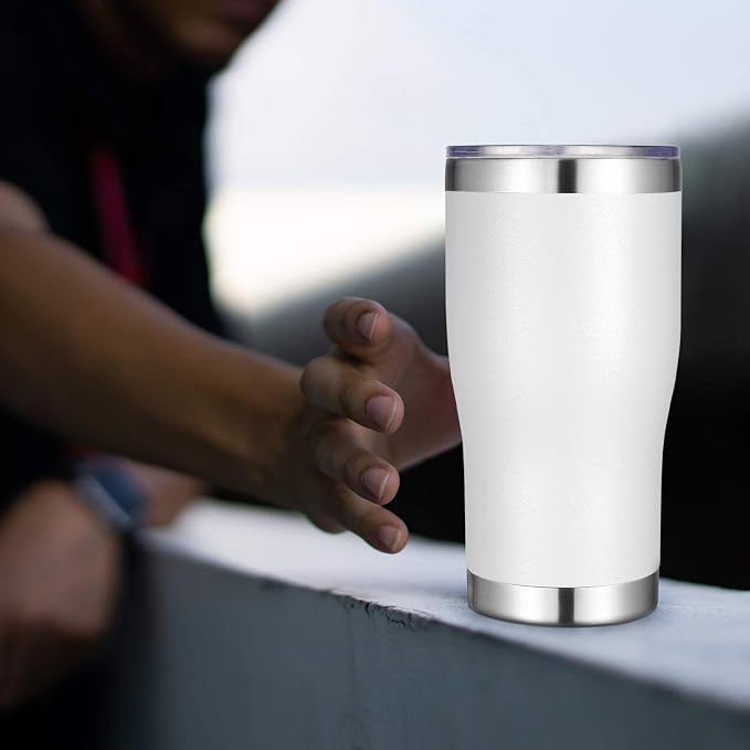VEGOND 20oz Tumbler Stainless Steel Tumbler Cup with Lid And Straw Vacuum Insulated Double Wall Travel Coffee Mug(White 12 Pack)