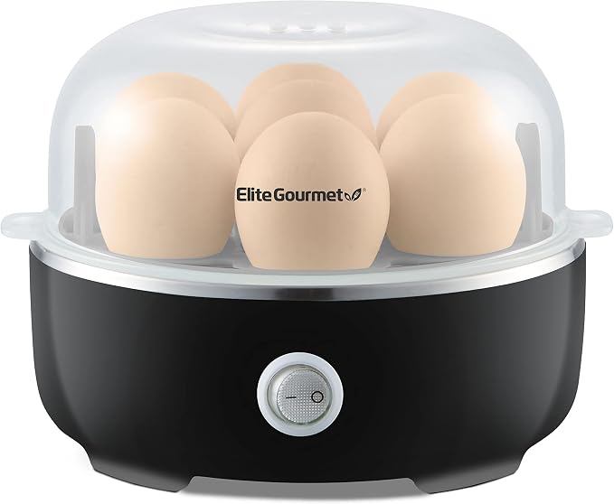 Elite Gourmet EOM205 Non-Stick Omelet, Frittata, Snack Pocket Maker, Dessert Maker & EGC115B Easy Egg Cooker Electric 7-Egg Capacity, Soft, Medium, Hard-Boiled Egg Cooker with Auto Shut-Off