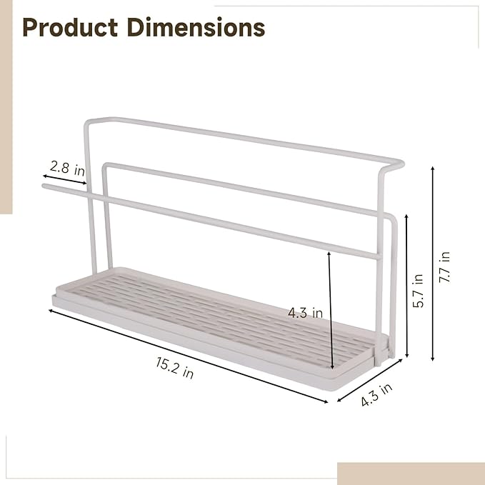 Bottle Drying Rack for Kitchen Countertop, 2-Tier Vertical Water Bottle Drying Rack with Drain Tray, Space Saving Metal Ventilated Stand for Kitchen Sink, Counter