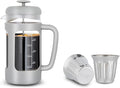 Easyworkz French Press 34 oz Coffee Tea Maker Bundled with Stainless Steel Double-Wall Espresso Cups
