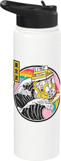 Banana Milk Carton Surfing Wave Rainbow Kawaii Vaporwave Stainless Steel Insulated Water Bottle