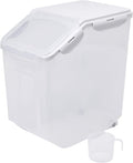 HANAMYA 15 Liter / 30 lbs Rice Storage Container with Measuring Cup, BPA free, For Rice | Grain | Pet Food | Flour, 1 count, Clear
