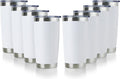 DOMICARE 20oz Stainless Steel Tumbler Bulk with Lid, Double Wall Vacuum Insulated Travel Mug, Powder Coated Coffee Cup, Powder White, 8 Pack