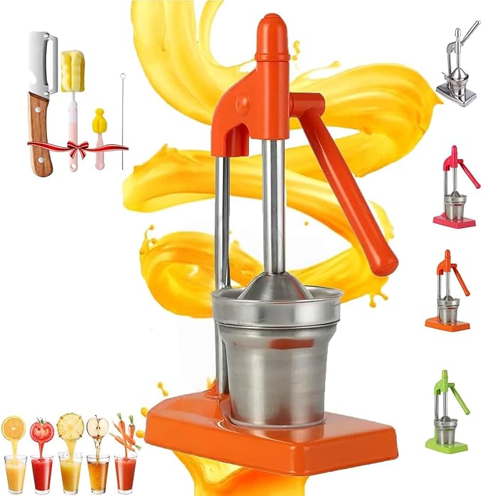 Manual Juicer Hand Press, Effective Cast Iron Juicer Hand Press, Heavy Duty Stainless Steel Manual for Fresh Lemonade and Orange Juice, Easy to Use and Clean, Home and Kitchen Essentials