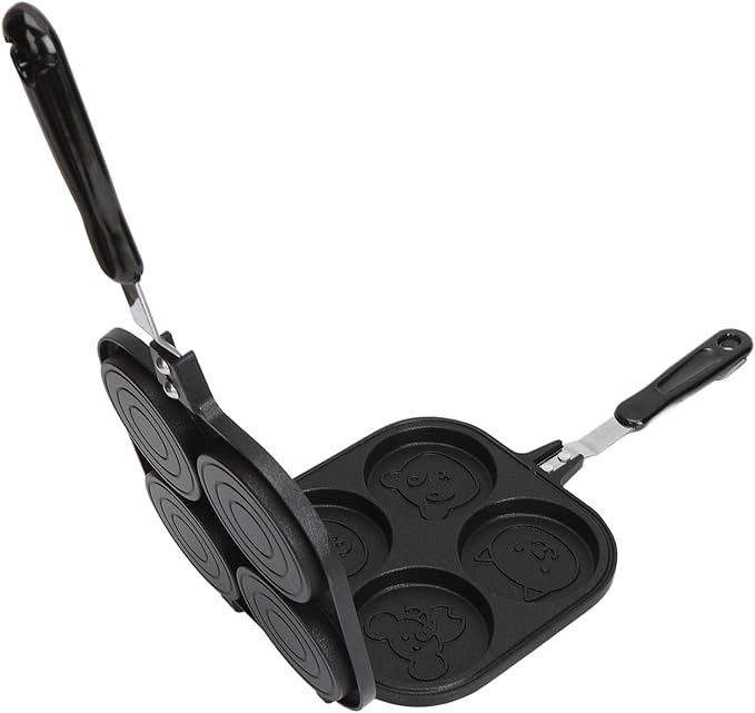 Zerodis Double Side Pancake Pan, 4 Cups Nonstick Omelet Pan Egg Frying Pan Double Sided Pancake Pan with Cartoon Animal Pattern for Pancake Kitchen Cooking Tool