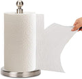 Kalitro Paper Towel Holder Countertop, Standing Paper Towel Roll Holder for Kitchen Bathroom, with Weighted Base for One-Handed Operation (Stainless Steel Base, Brushed Nickel)