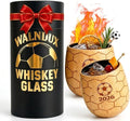 Soccer Wooden Whiskey Glass, Oak Wood Beer & Whiskey Tumbler, Old Fashioned Bourbon Drinking Cup, Unique Gift for Soccer Fans, Beer Lovers, Men, Dad, Husband, Birthday Gift