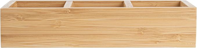 Restaurantware-9.5 x 4.25 x 2 Inch Coffee Condiment Organizer, 1 Rectangle Creamer Organizer - 3 Compartments, Break-Resistant, Bamboo Coffee Accessory Caddy, Won't Chip, For Tea And Sugar Packets