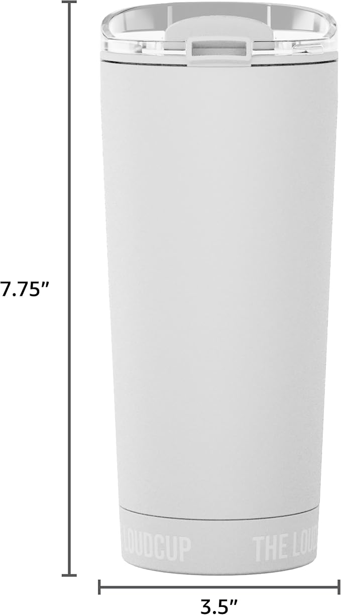 The LoudCup Blow Horn Tumbler, Cheer & Sip 2-in-1 Reusable Water Bottle with Built-In Horn for Sports Games, Tailgates, Parties & Events, BPA-Free, 16 oz, Ice White