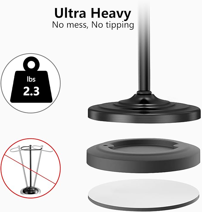Black Bath Hand Towel Holder Stand,Stainless Steel 16 Inch Free Standing Towel Rack,Heavy Weight Towel Bar for Bathroom Vanity Countertop &Kitchen