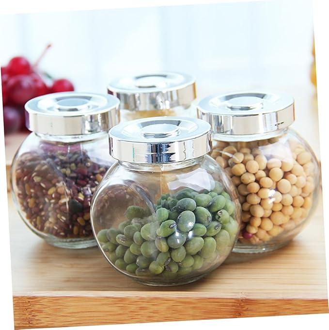 Cabilock 8pcs Glass Storage Jars Lids Food Storage Canister for Dry Fruit Tea Canister Pantry Meal Prep Containers