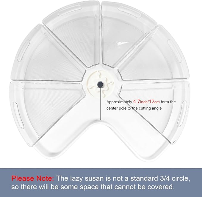 Leeden Lazy Susan Organizer for 26" Diameter Corner Lazy Susan, Plastic Kitchen Cabinet Storage Bins with Handle, 8 Packs, 1/8 Wedge - Food Safe, BPA Free