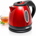 Moss & Stone 1.2L Stainless Steel Small Electric Kettle Red Color, Cordless 1500w Fast Boiling Pot, Portable Hot Water Electric Tea Kettle With Boil Dry Protection & Auto Shut-Off