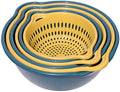 6 Pieces Colander with bowl, Plastic Strainer for Pasta, Veggies and Fruits, BPA Free, Dishwasher Safe (blue, tiny)