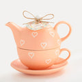 Domini Teapot cup combo,Teapot and Teacup for One,Tea Cup and Saucer Set-Tea Pot Set Gift for Girl Women,Matte orange
