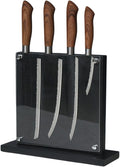 Magnetic Knife Block with Acrylic Shield,Double Sided Magnetic Knife Holder, Pine Wood Kitchen Knife Stand for Kitchen Counter(Without Knives ）
