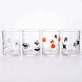 SiliFine 4 Pack Halloween Icon Juice Glasses Set - 14 oz Ghost, Pumpkin, Bat, Spider Stemless Glass Cup for Coffee Wine Cocktail Drinking - Halloween Birthday Holiday Party Supplies & Ideal Gift