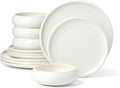 Oneida Dinnerware Sets, Quirk 12-Piece Dinnerware Set, Set for 4, Service For 4, Porcelain Material, Dishwasher & Microwave Safe, Plates And Bowls, Dinner Dishes, Kitchen And Dining (White, 12 Piece)