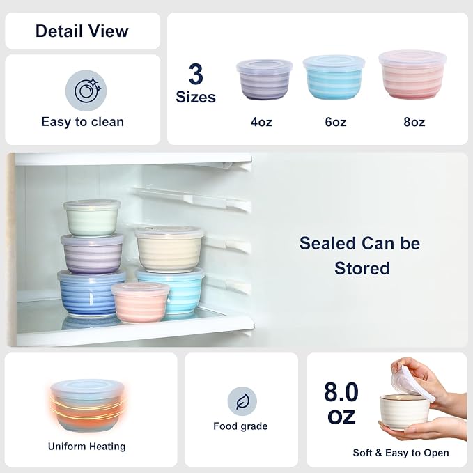 Selamica Ramekins with Lids 8 oz, Creme Brulee Ramekins Oven Safe, Souffle Dishes Porcelain Custard Cups for Baking, Small Bowls for Dipping, Pudding, Ice Cream, Set of 6, Gradient Color