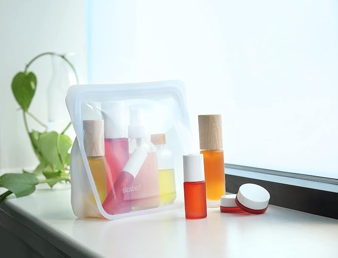 Stasher Reusable Silicone Storage Bags (Mid, Clear) and (1/2 Gallon, Clear)