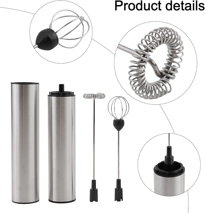 USB Electric Milk Frother Handheld Stainless Steel Foam Maker with Two-Speed 11000/13000RPM Rechargeable 800mAh Battery