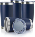 DOMICARE 20oz Stainless Steel Tumbler Bulk with Lid, Double Wall Vacuum Insulated Travel Mug, Powder Coated Coffee Cup, Powder Navy, 4 Pack
