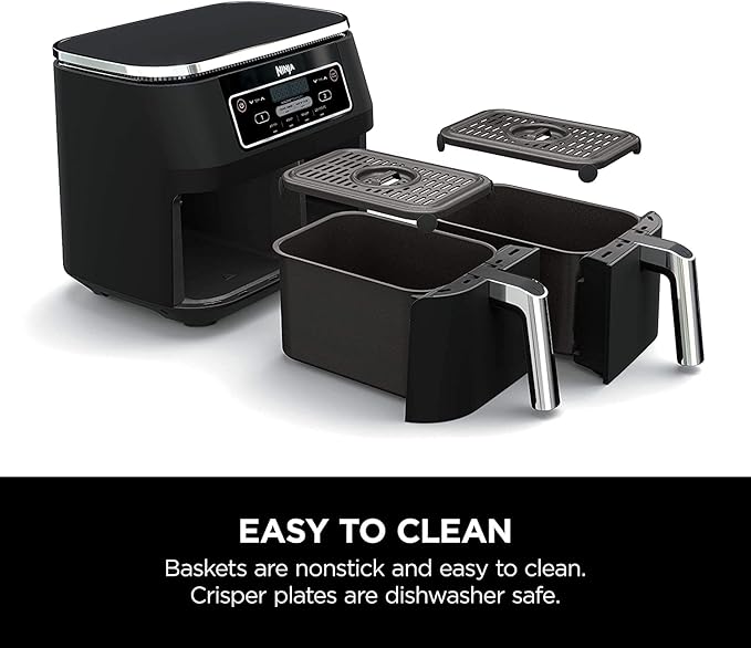 Ninja DZ100 Foodi 4-in-1, 8-qt., 2-Basket Air Fryer with DualZone Technology (Renewed), DZ100 8-qt BLACK