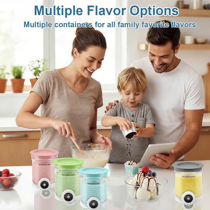 Creami Swirl Pints and Lids for Ninja, Compatible with NC700 Series, NC701, NC701C, Creami Containers for Swirl Ice Cream & Soft Serve Makers, BPA-Free & Dishwasher Safe (1Pack, Gray)