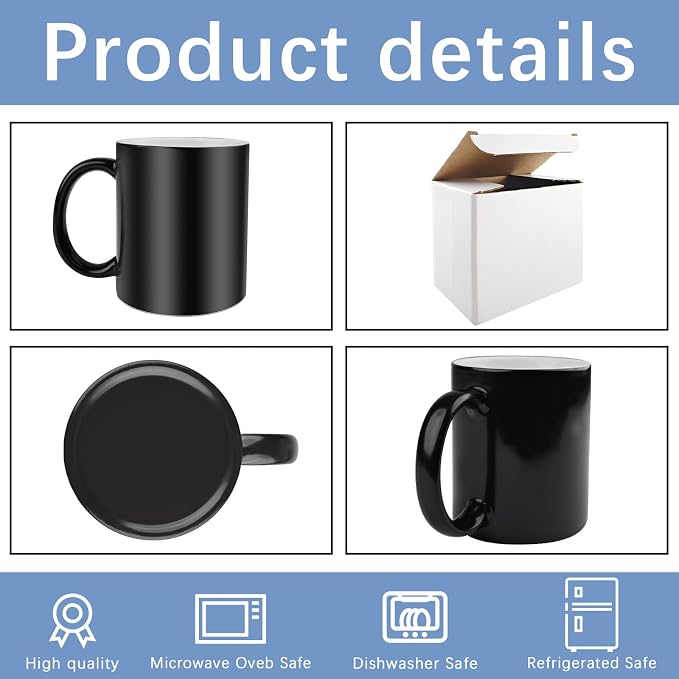 24 PACK 11 oz sublimation color changing mug with boxes Black round handle tazas para 11oz ounce coffee cups for sublimation mug blanks bulk products