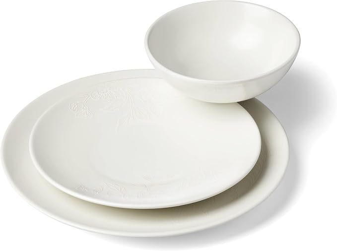 Oneida 897397 Roseto 12-Piece Dinnerware Set, White